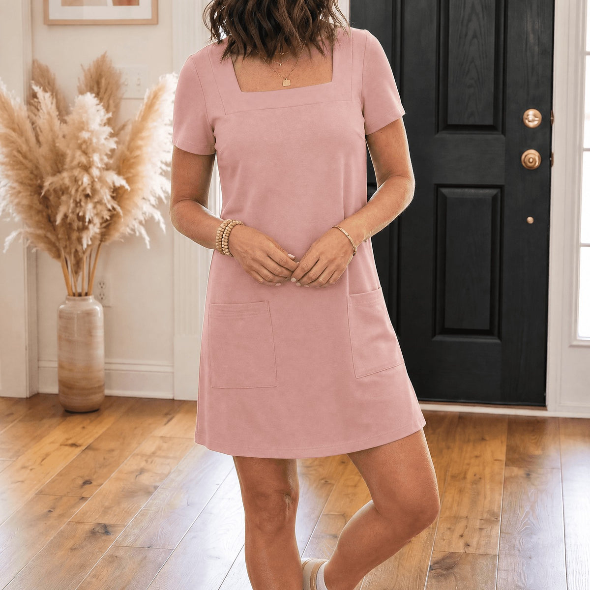 Women's Square Neck Pocket Dress