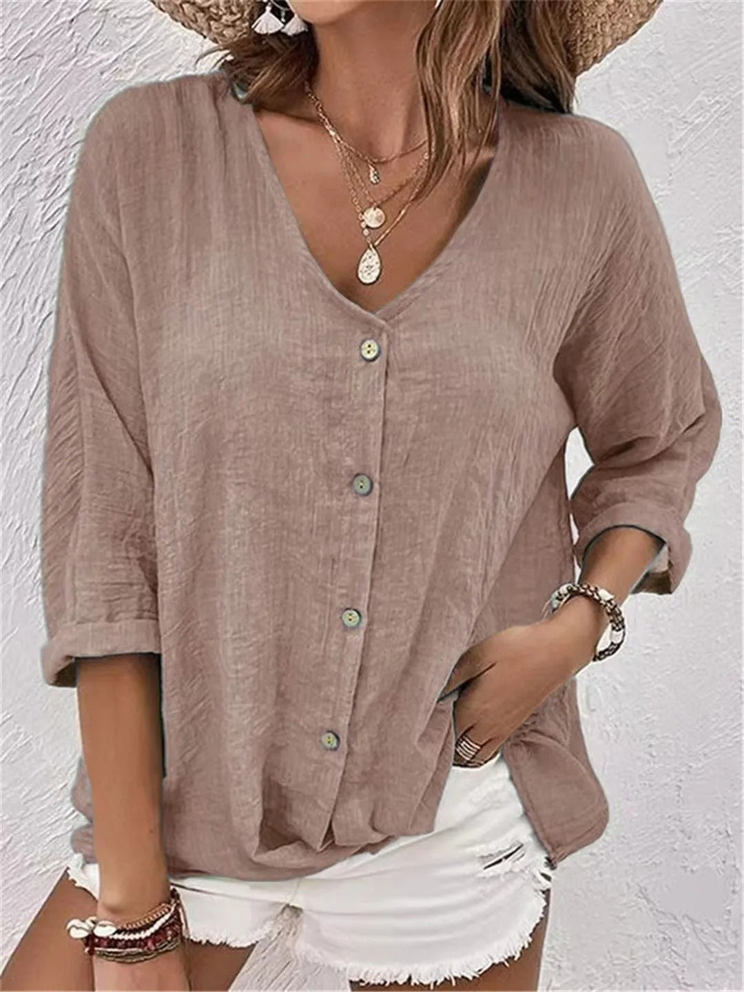 Women's 3/4 Sleeve V Neck Top