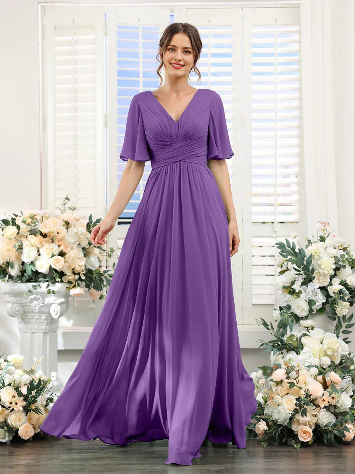 Women's Empire Waist V Neck Formal Dress