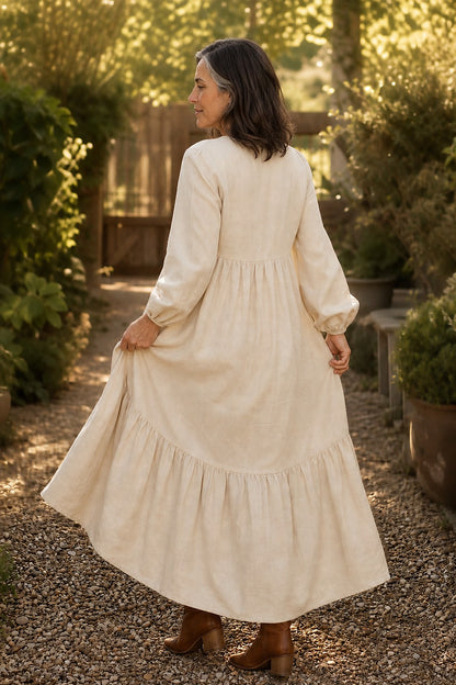 Women's Long Sleeve Tiered Maxi Dress
