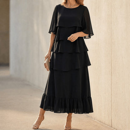 Women's Flutter Sleeve Tiered Midi Dress
