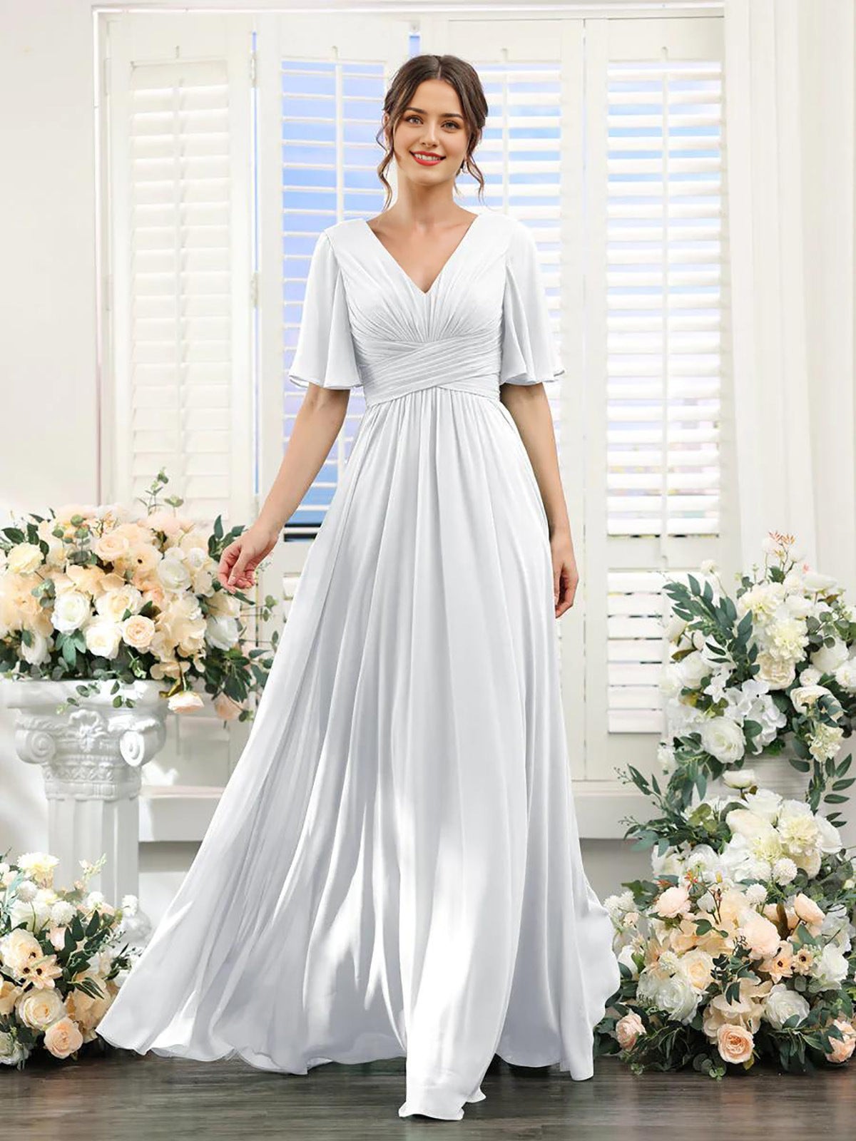 Women's Empire Waist V Neck Formal Dress