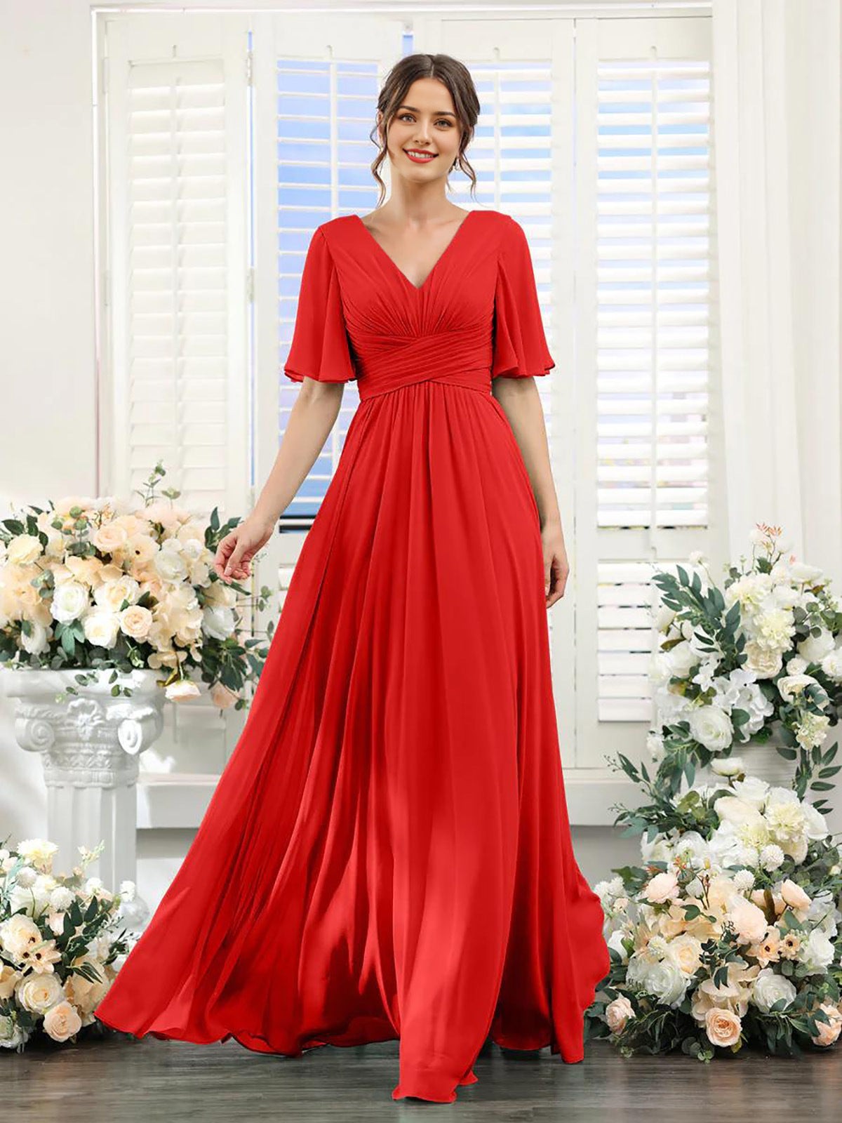 Women's Empire Waist V Neck Formal Dress