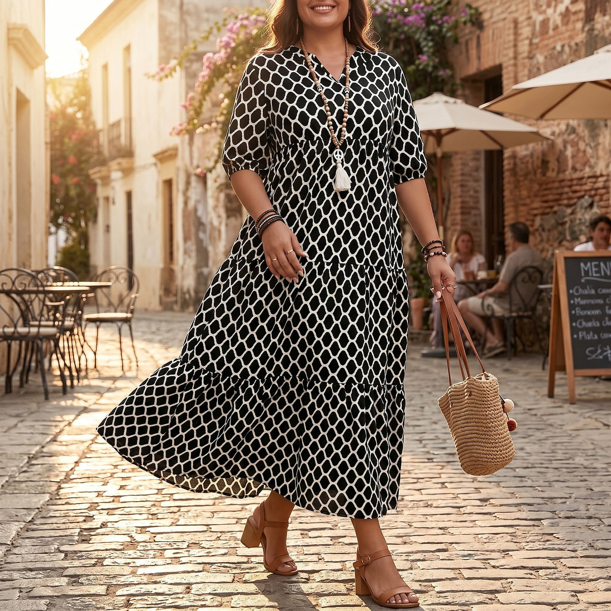 Women's Tiered Maxi Dress with Pockets
