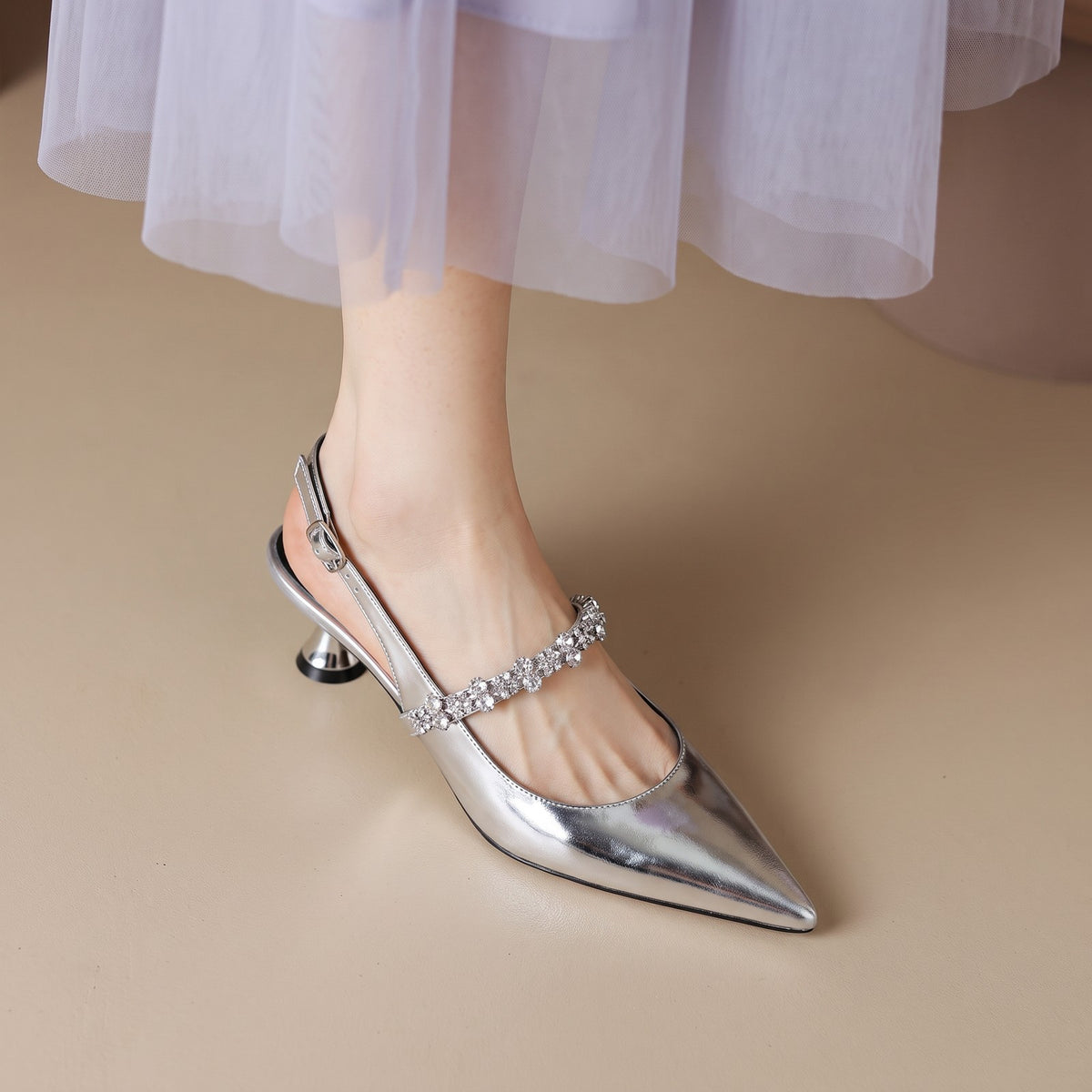 Women's Crystal Slingback Kitten Heels