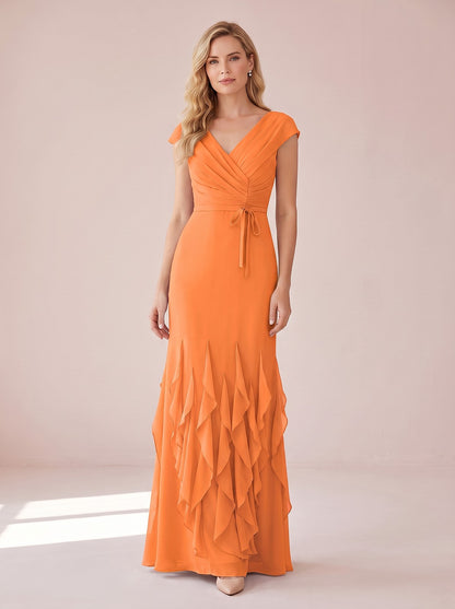 Women's Vintage Neckline Ruffle Maxi Evening Dress