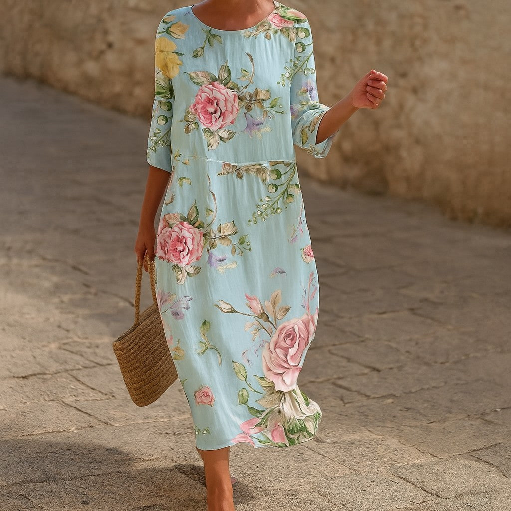Women's 3/4 Sleeve Midi Dress
