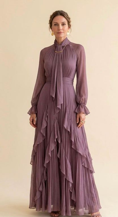 Women's Vintage Neckline Tie Neck Evening Dress