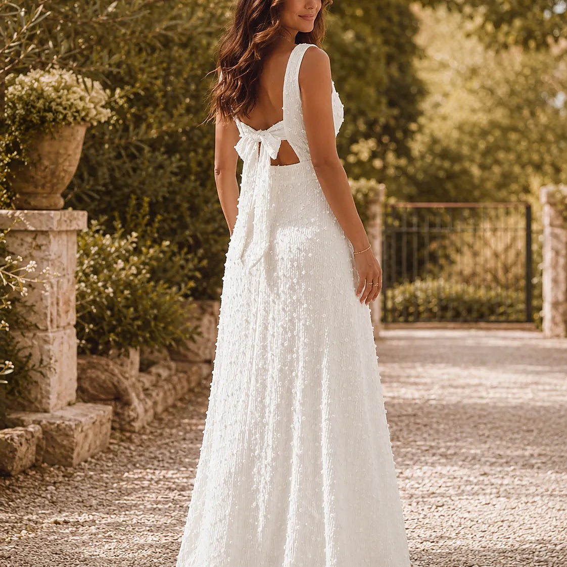 Women's Square Neck Open Back Maxi Dress