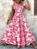 Festliches Kleid mit Blumenmuster und V-Ausschnitt