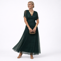 Elegantes Maxikleid mit V-Ausschnitt und Taillenfalten
