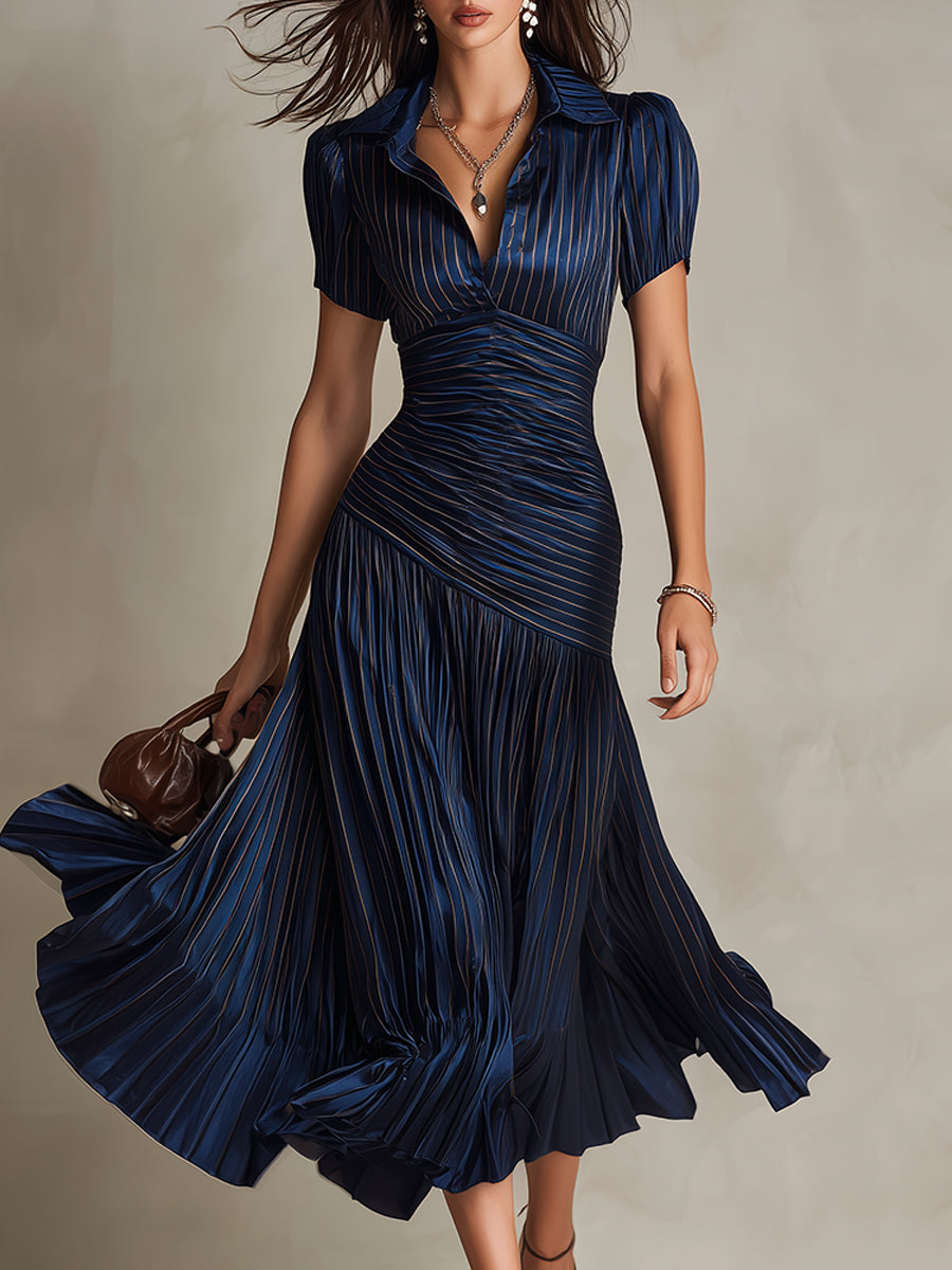 Klassisches Midikleid mit Retro-Streifen für Damen