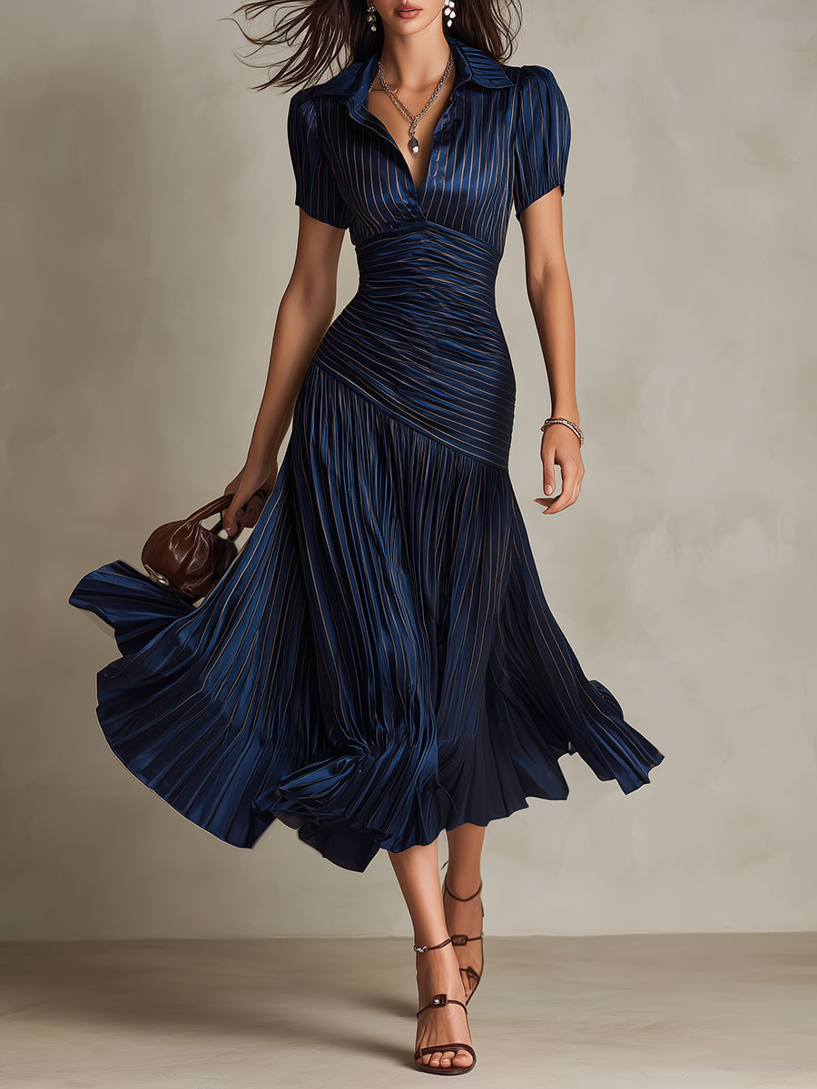 Klassisches Midikleid mit Retro-Streifen für Damen