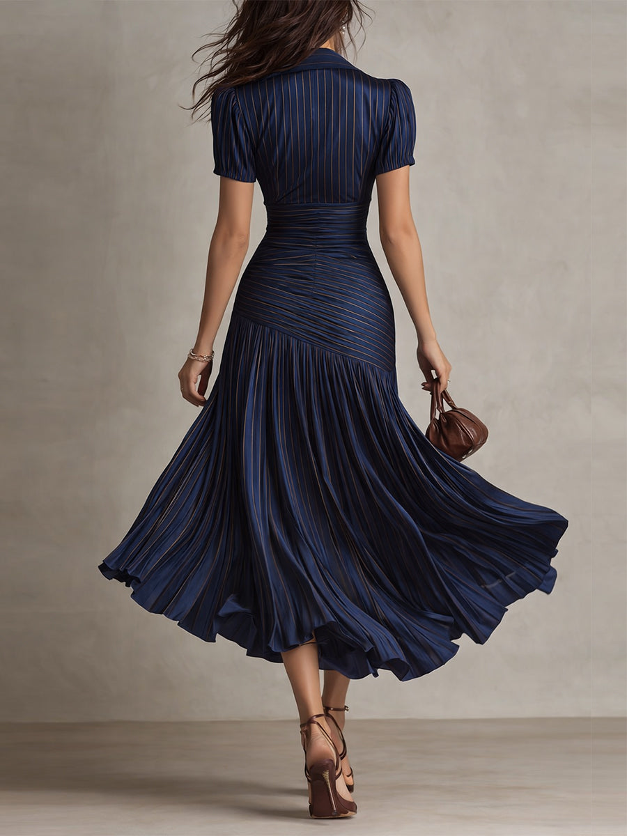 Klassisches Midikleid mit Retro-Streifen für Damen
