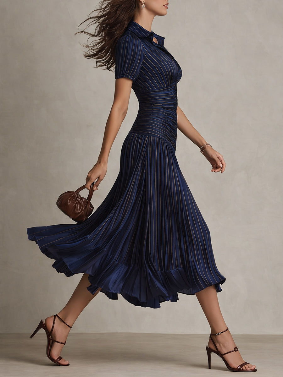 Klassisches Midikleid mit Retro-Streifen für Damen