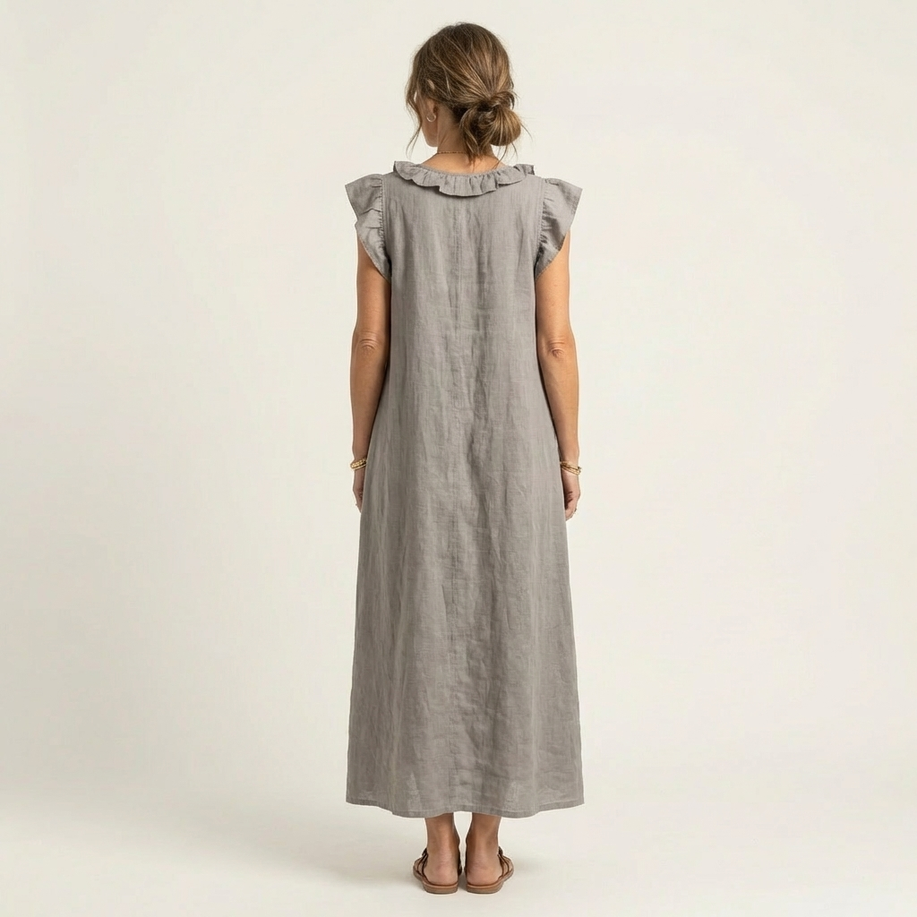 Elegantes Midikleid mit Rüschen und lockerer Passform