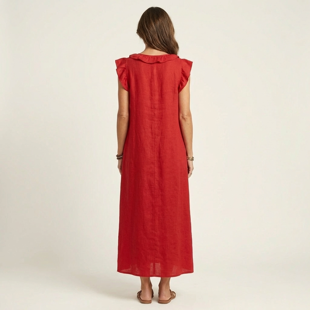 Elegantes Midikleid mit Rüschen und lockerer Passform