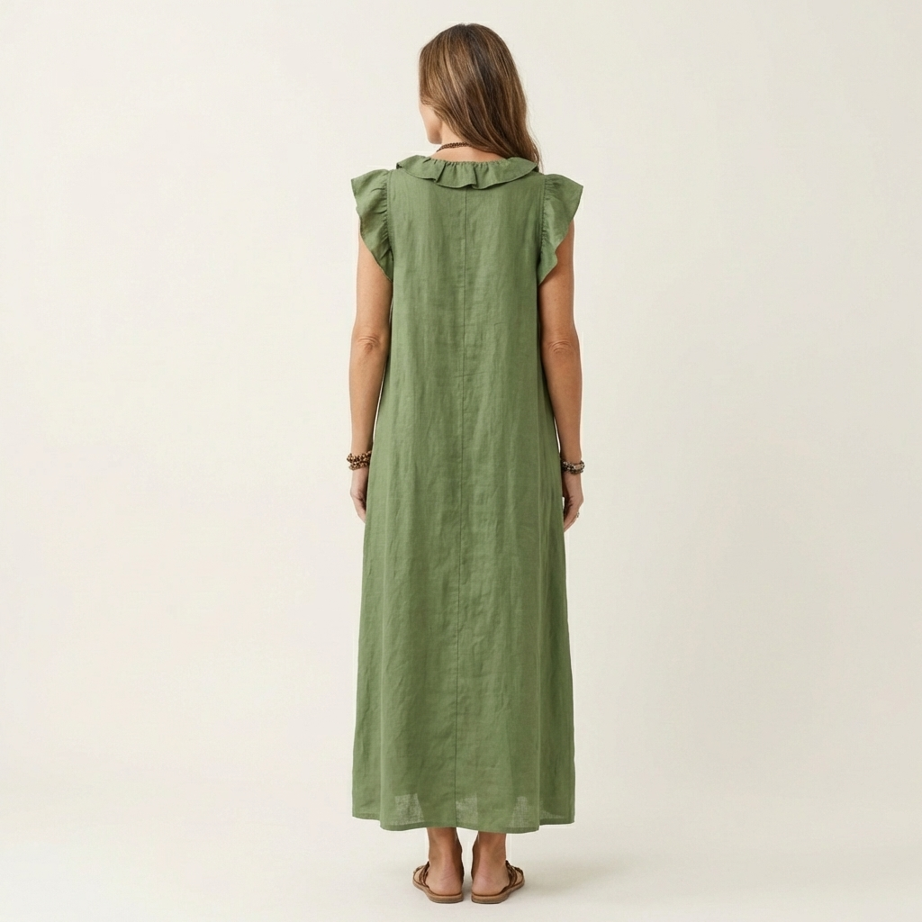 Elegantes Midikleid mit Rüschen und lockerer Passform