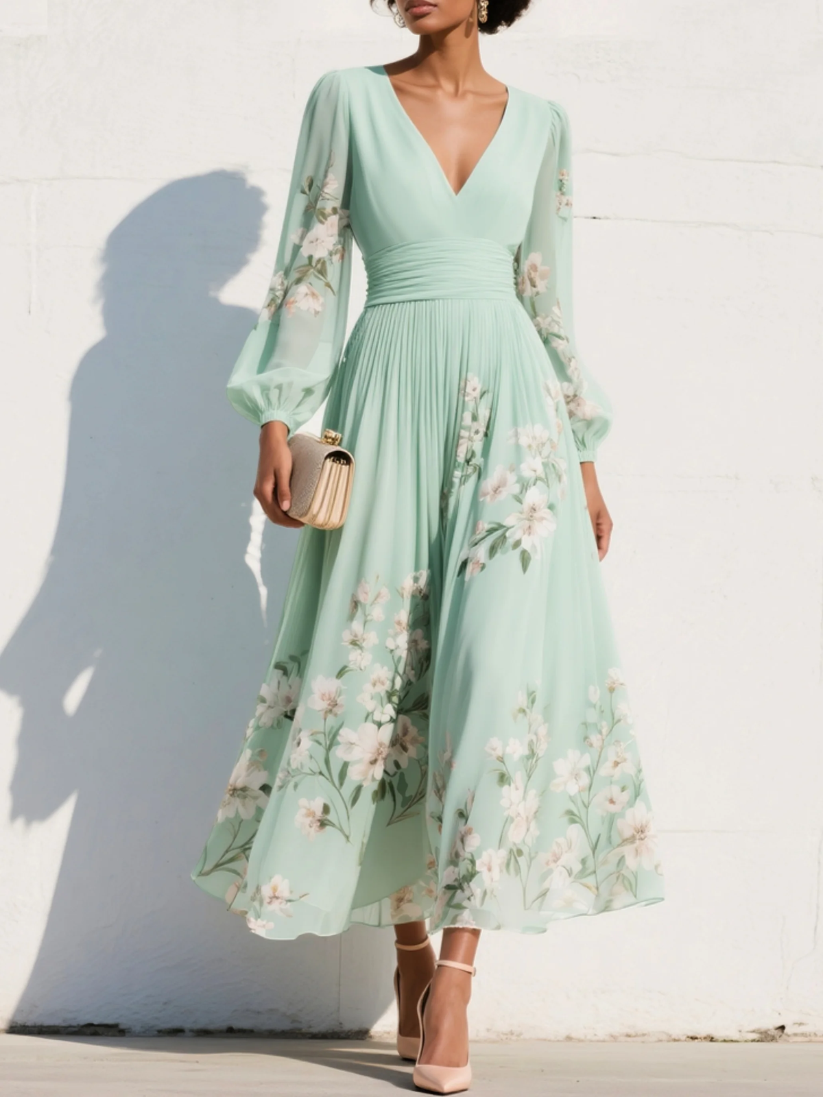 Elegantes Midikleid mit floralem Design