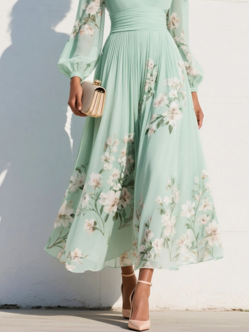 Elegantes Midikleid mit floralem Design