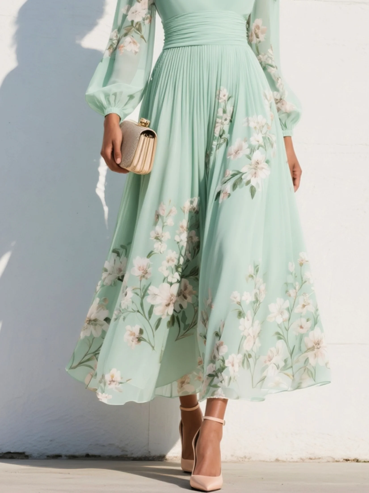 Elegantes Midikleid mit floralem Design