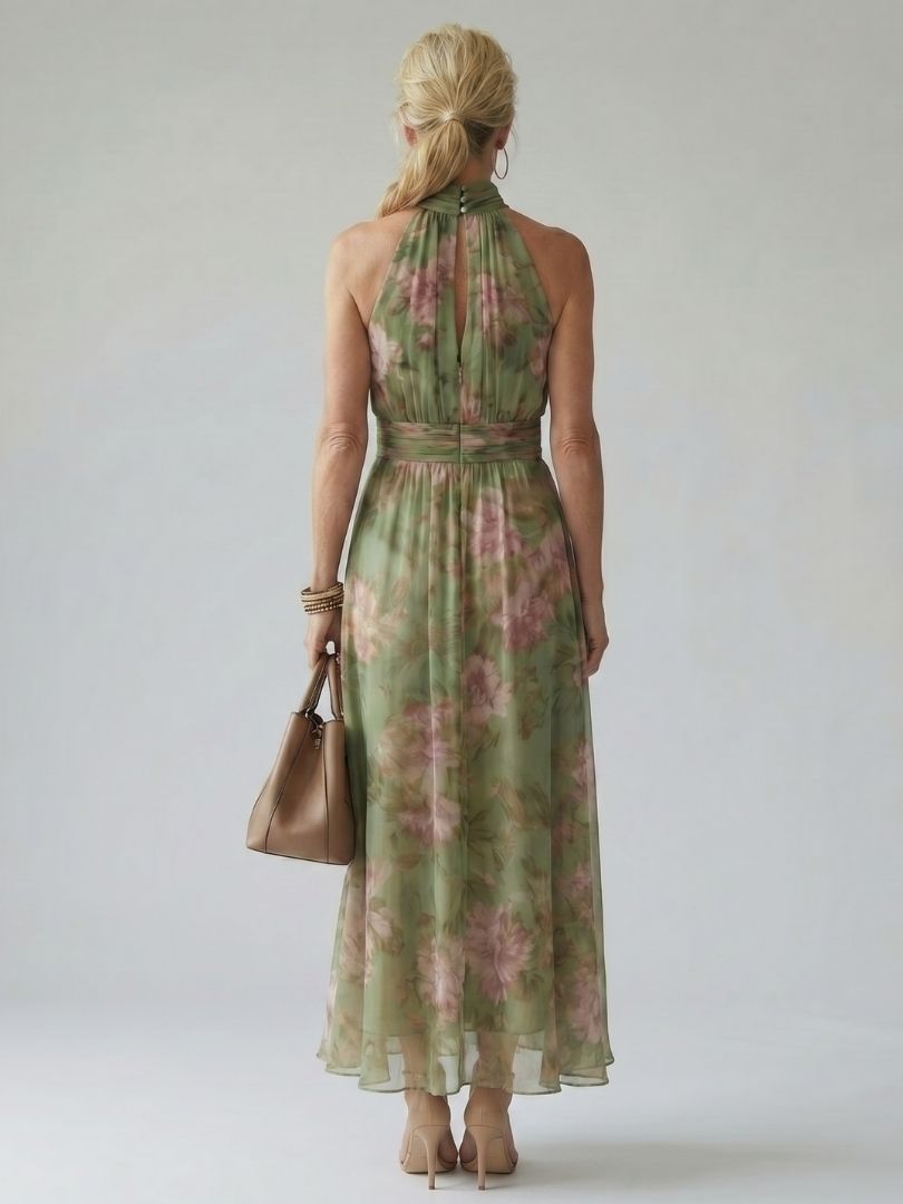 Elegantes Midikleid mit gerafftem Neckholder
