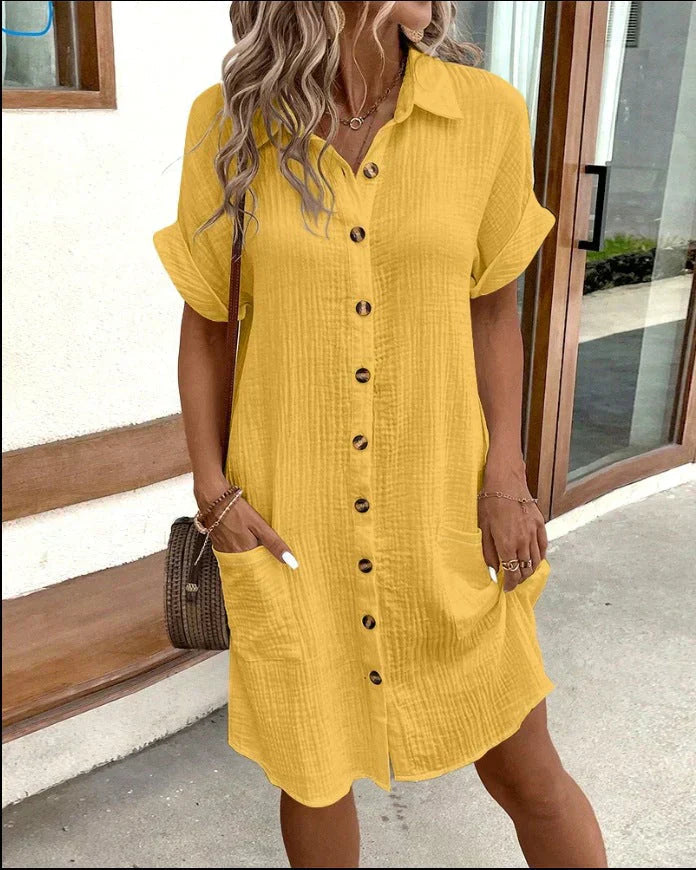 Lässiges Polokleid mit Kurzarm aus Baumwolle