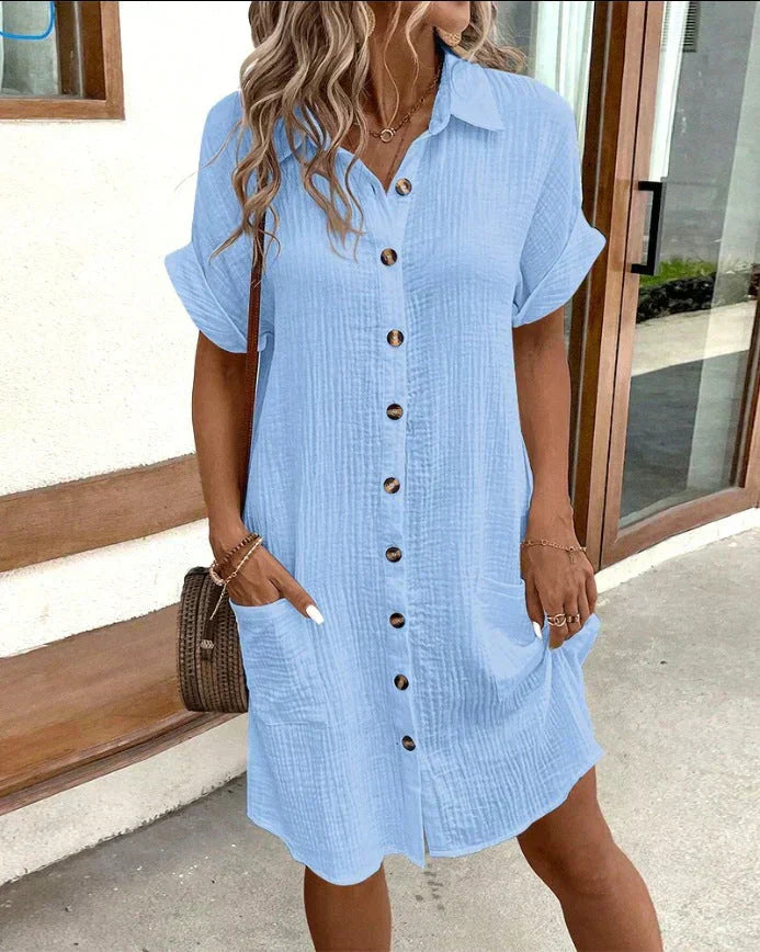 Lässiges Polokleid mit Kurzarm aus Baumwolle