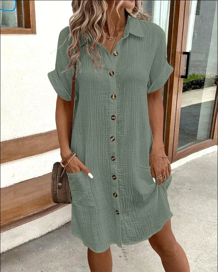 Lässiges Polokleid mit Kurzarm aus Baumwolle