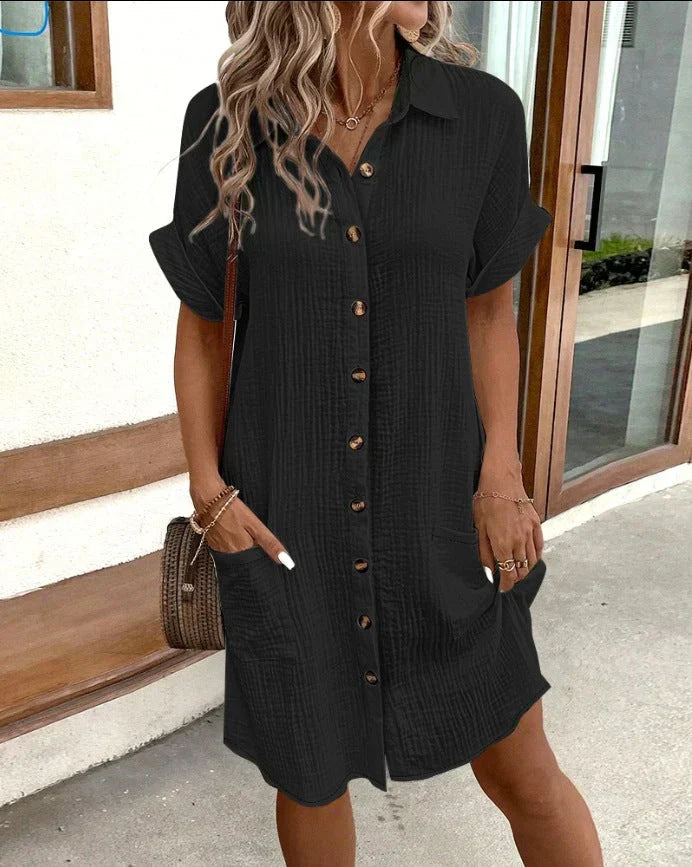 Lässiges Polokleid mit Kurzarm aus Baumwolle