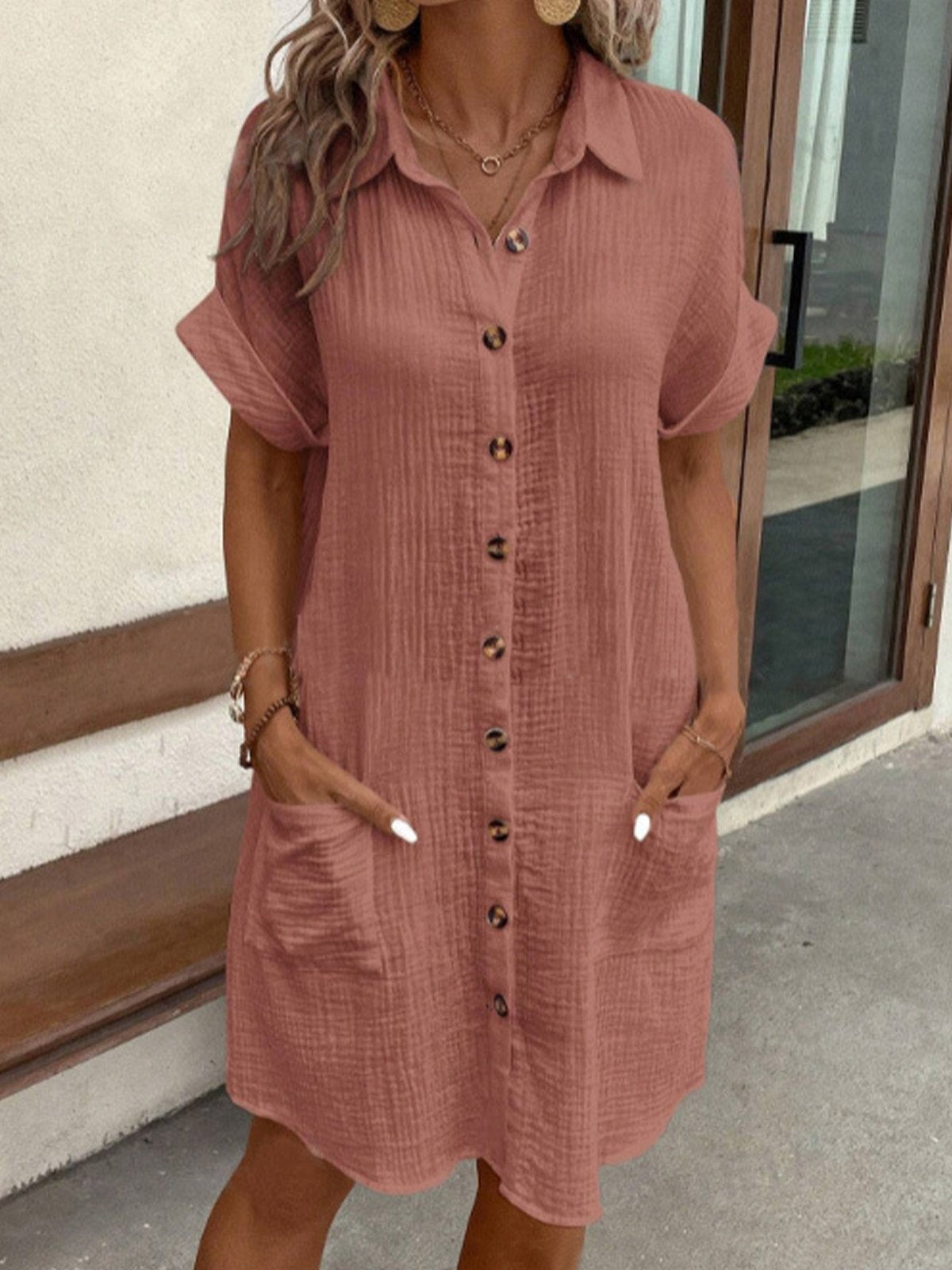 Lässiges Polokleid mit Kurzarm aus Baumwolle