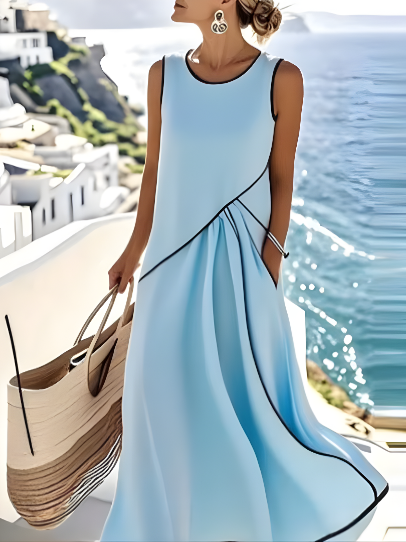 Elegantes Sommerkleid mit Rundhalsausschnitt