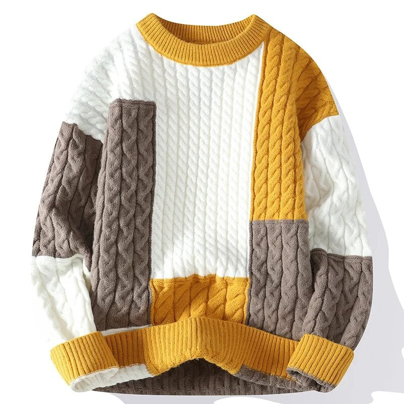 Tommy | Einzigartiger Patchwork Strickpullover Für Herren