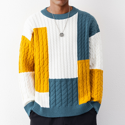 Tommy | Einzigartiger Patchwork Strickpullover Für Herren