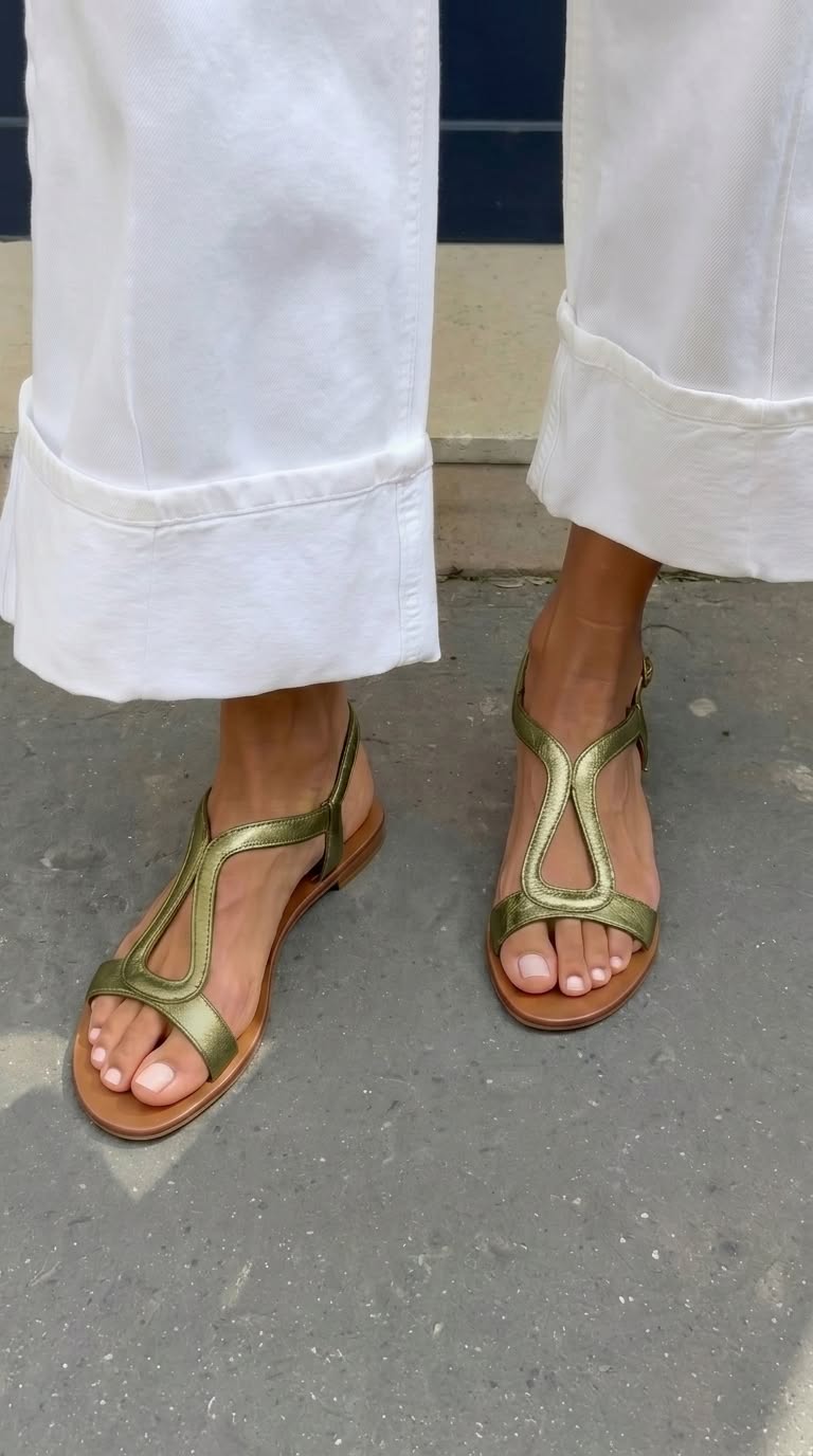 Women's T Strap Flat Sandals