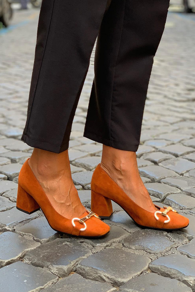 Women's Square Toe Block Heel Pumps