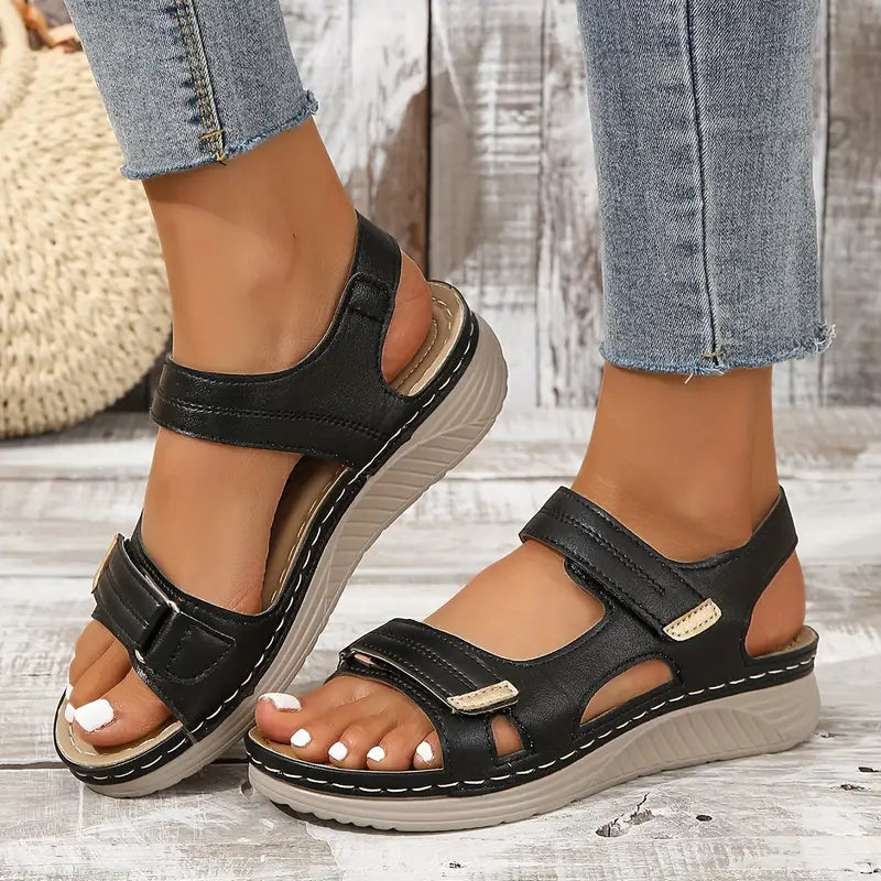 Women's Velcro Strap Wedge Sandals