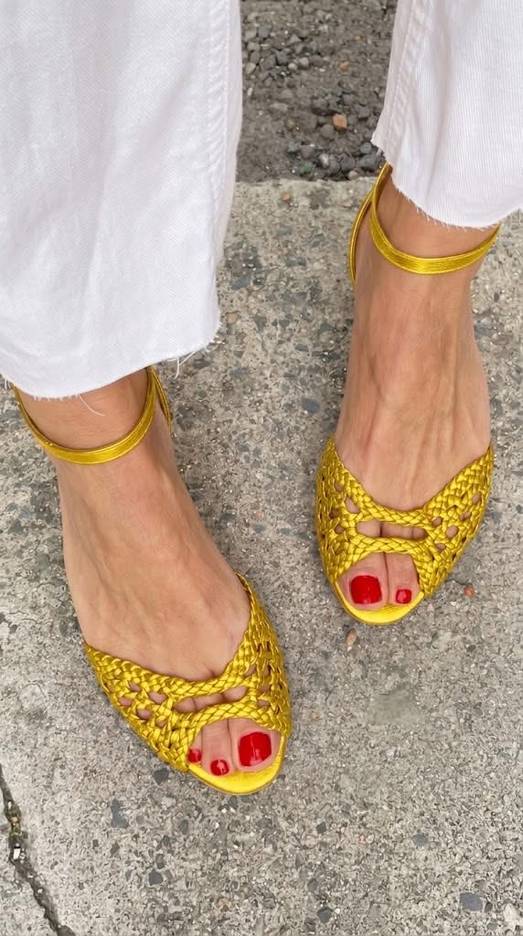 Women's Woven Flat Sandals with Ankle Strap