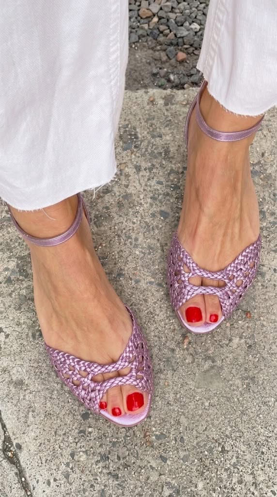 Women's Woven Flat Sandals with Ankle Strap
