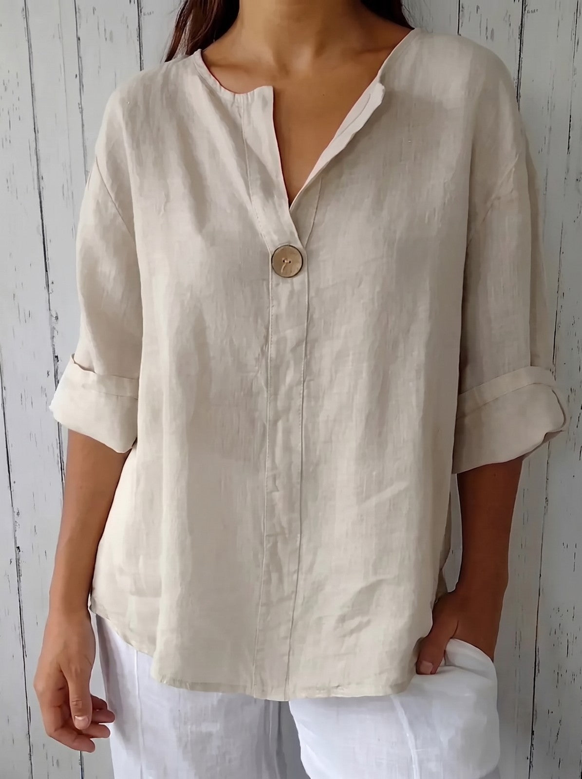 Women's Relaxed V Neck Blouse
