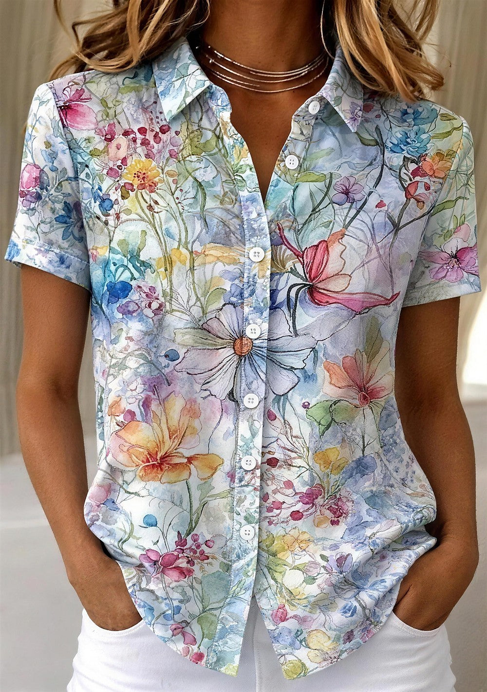 Women's Floral Button Up Shirt