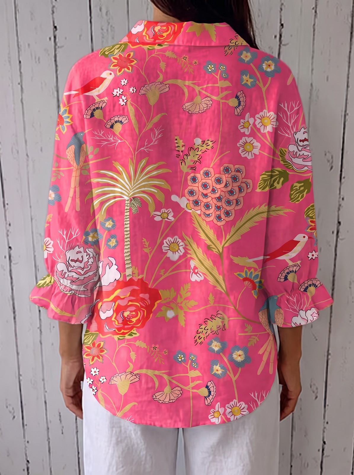Women's Tropical Floral Print Blouse