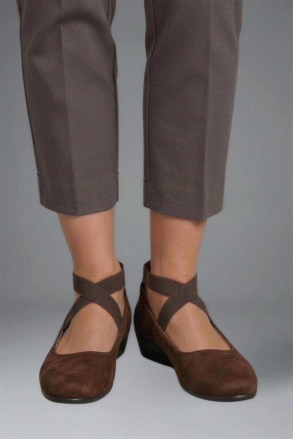 Women's Low Wedge Shoes with Ankle Strap