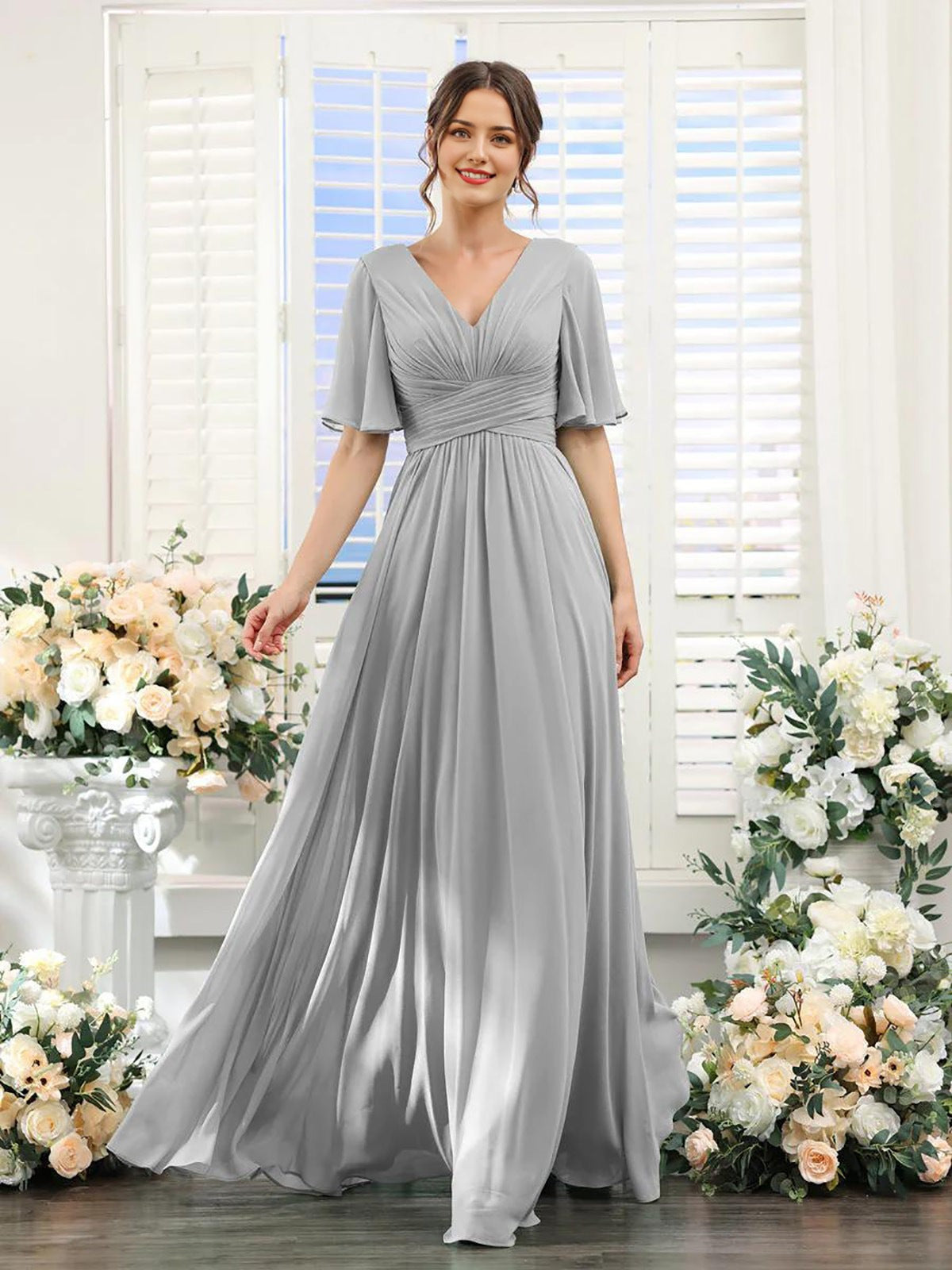 Women's Empire Waist V Neck Formal Dress
