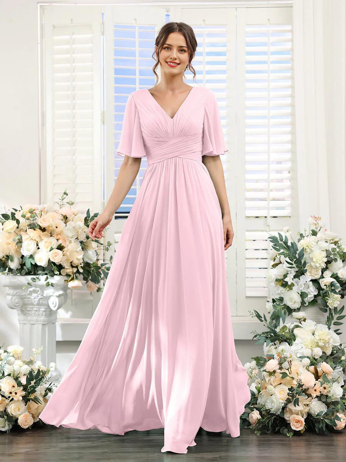 Women's Empire Waist V Neck Formal Dress