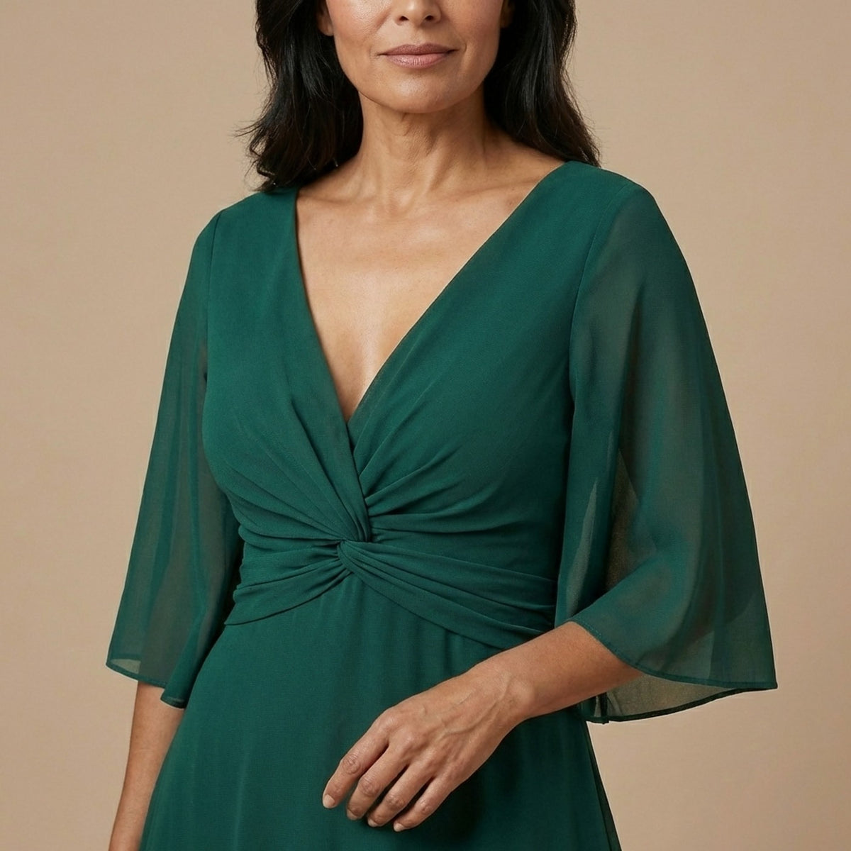 Women's Flutter Sleeve Formal Maxi Dress