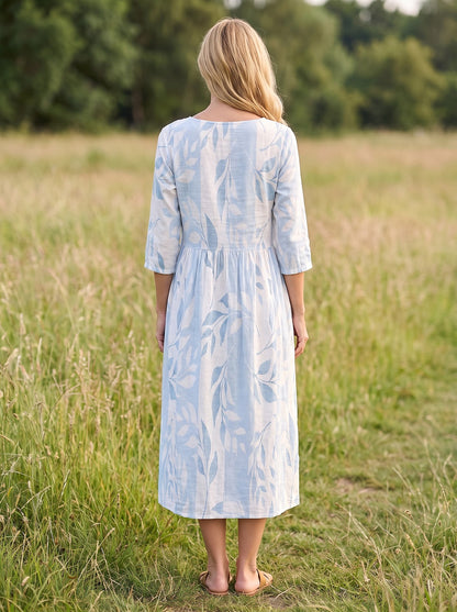 Women's Tropical Print Round Neck Sundress