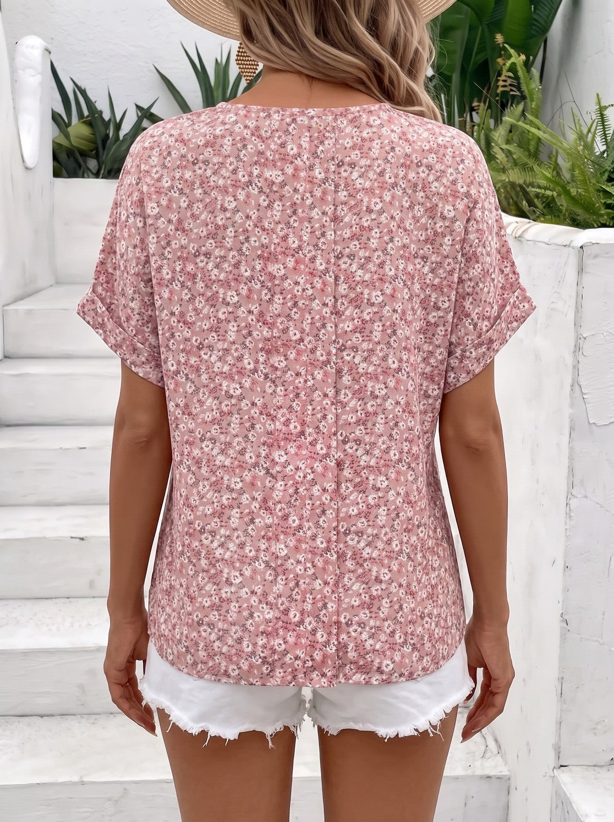 Women's Floral Short Sleeve Blouse