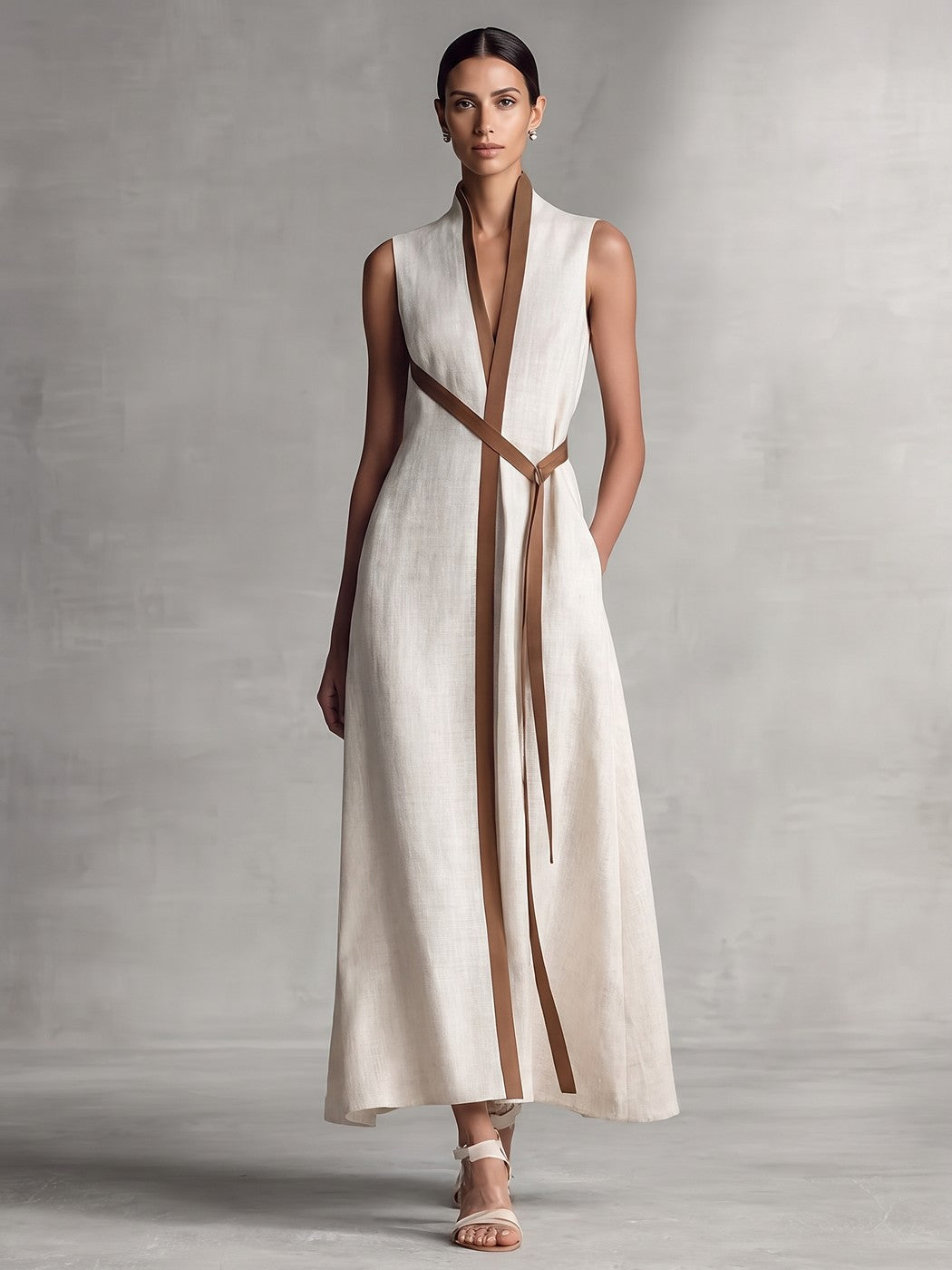 Women's Wrap Maxi Dress with Pockets