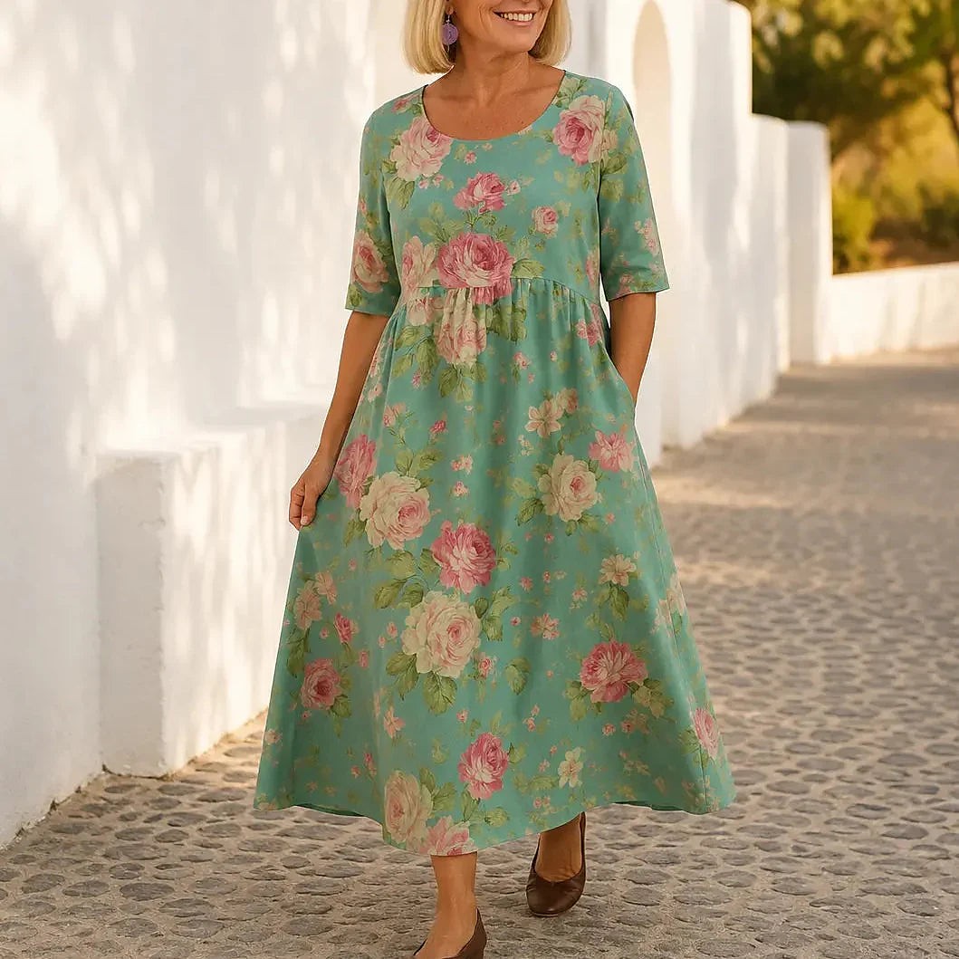 Women's Floral Empire Waist Maxi Dress